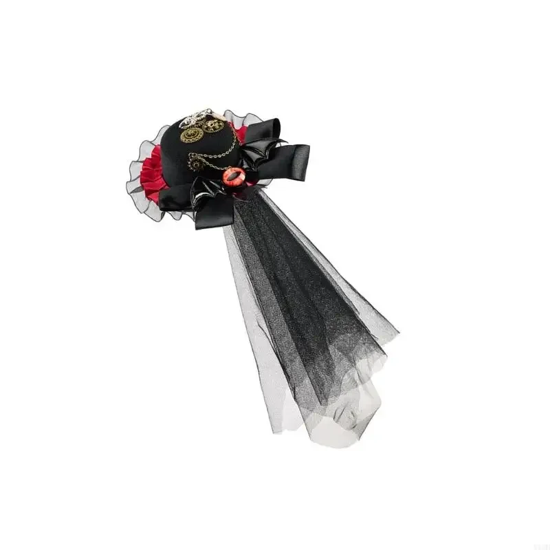 

Готическая мини -шляпа Творческие Фелты головные уборы с цепью Хэллоуин Косплеев.