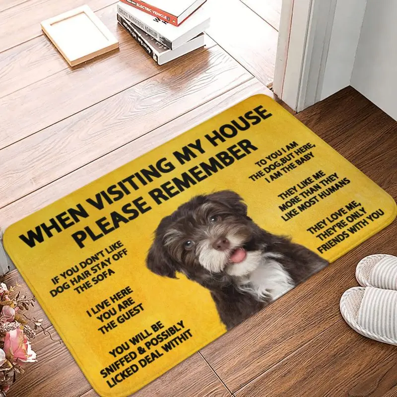 Please Remember Chocolate Havanese Bichon Dogs House Rules Doormat Mat Anti-Slip Bath Kitchen Balcony Rug Carpet 40*60cm