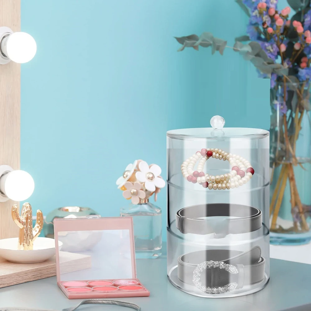 ELBA_Belt Boxes Can Be Stacked. Jewelry Storage Box Cylindrical Belt Watch Dustproof Storage Box 2-Layer