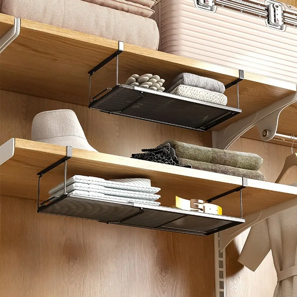 

Extendable Hanging Under Cabinet Shelf Space Saver Rust-proof Under Shelf Storage Basket Add-on Large Capacity