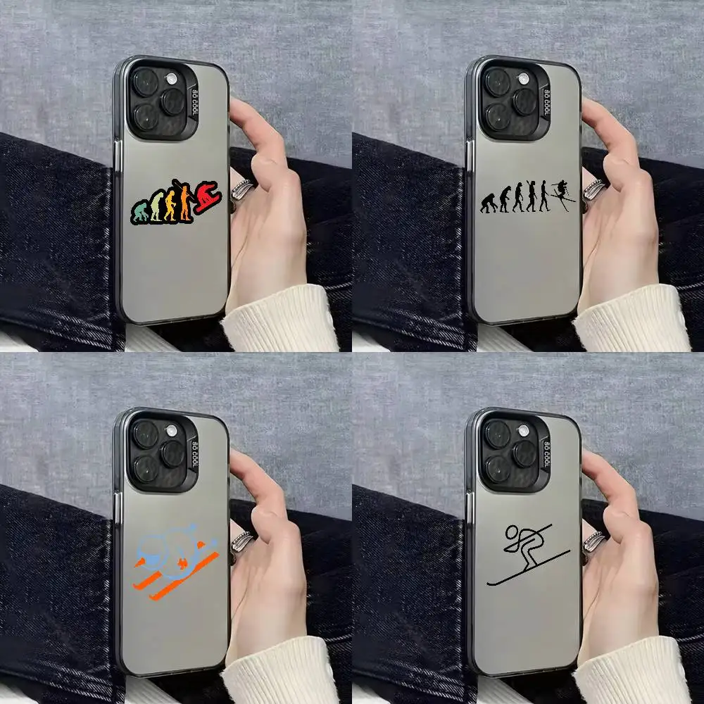 

Snowboarding Ski Skiing Line Phone Case For iPhone 17,16,15,14,13,12,11,Pro,Max,Plus,E,SE4,Air,Mini Black IMD Cover