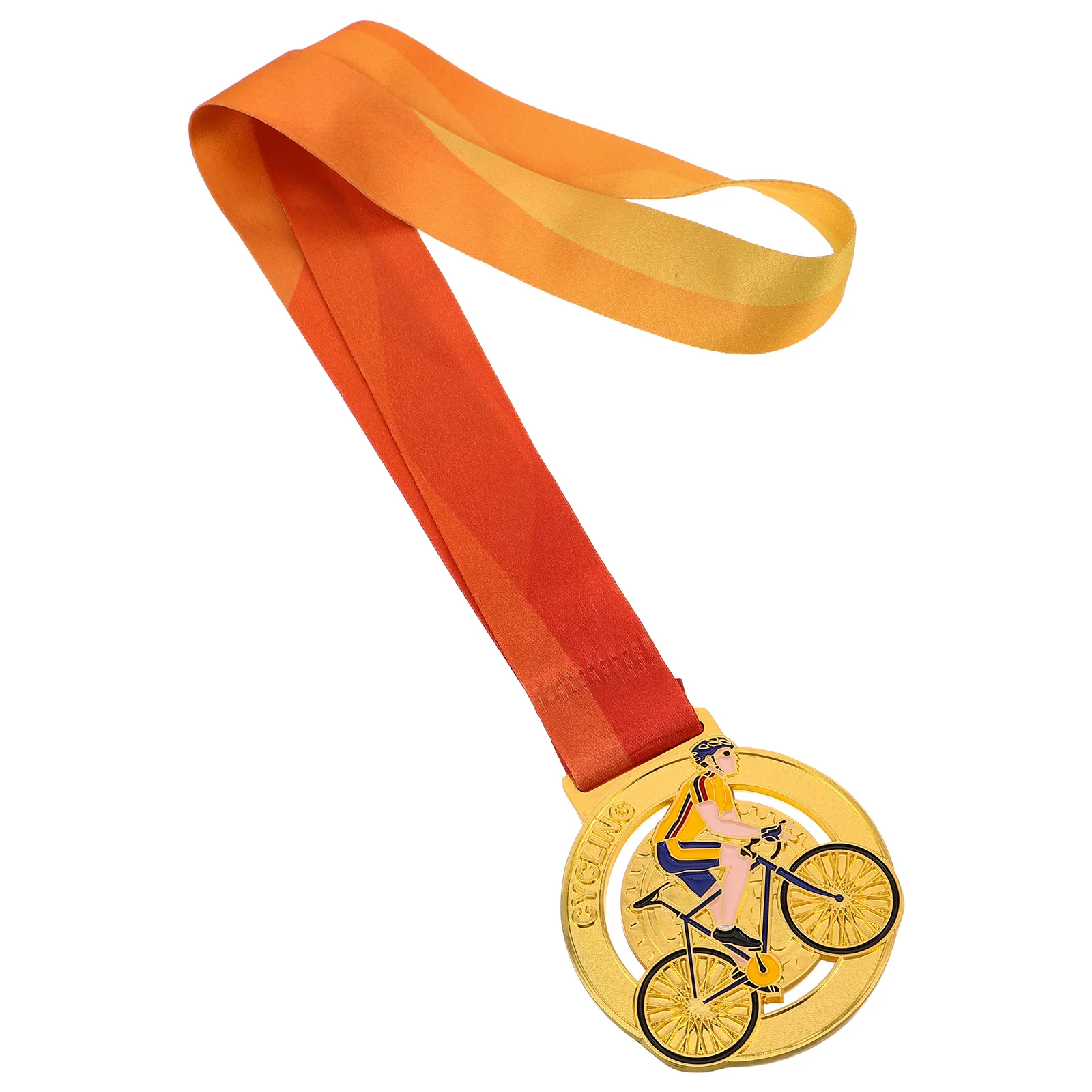 

Gold Cycling Medal Metal Award Neck Ribbon Trophy School Sports Tournament Student Biking Competition Party Sports Prize