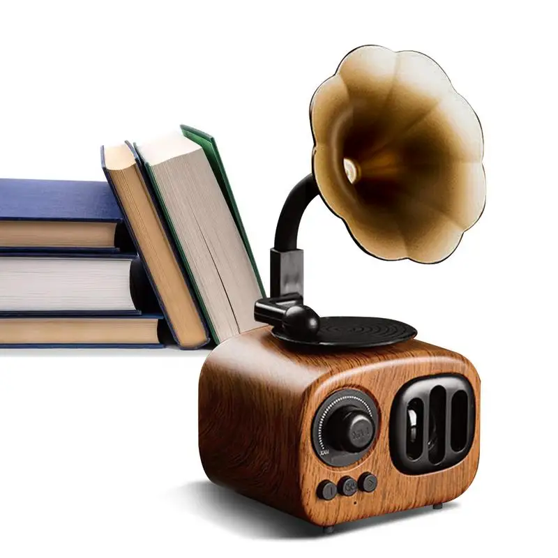 

Retro Wireless BT Speaker Vintage Classic Style Gramophone Shape Music Box Music Box Phonograph For Home Classical Table Desk