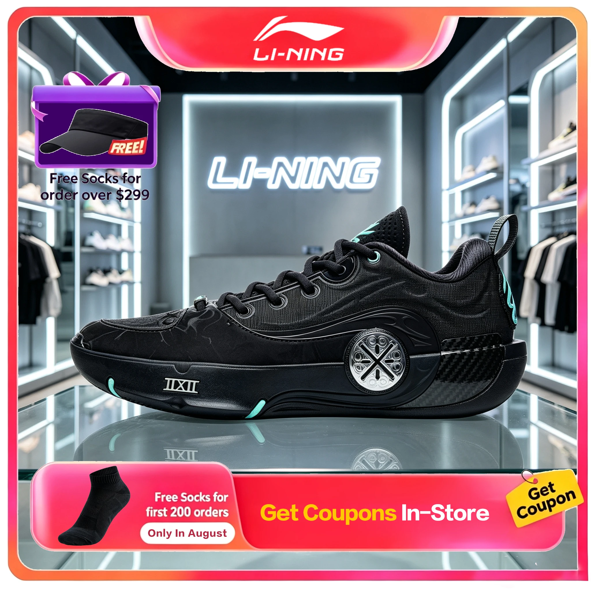 Li-Ning Way of Wade 12 Curry Moment Series Men Low Basketball Shoes Professional Game Practical Sneakers