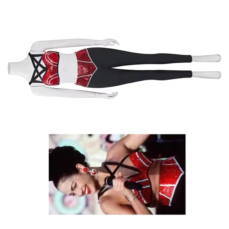 

Selena Quintanilla Cosplay Costume Sexy Top Pants Suit Women Stage Performance Halloween Party Outfit