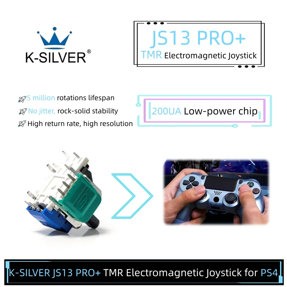 

10/30 шт. K-SILVER JS13 PRO+ Улучшенный джойстик TMR для геймпада PS4, электромагнитный аналоговый стик без дрифта, 3D-сенсор