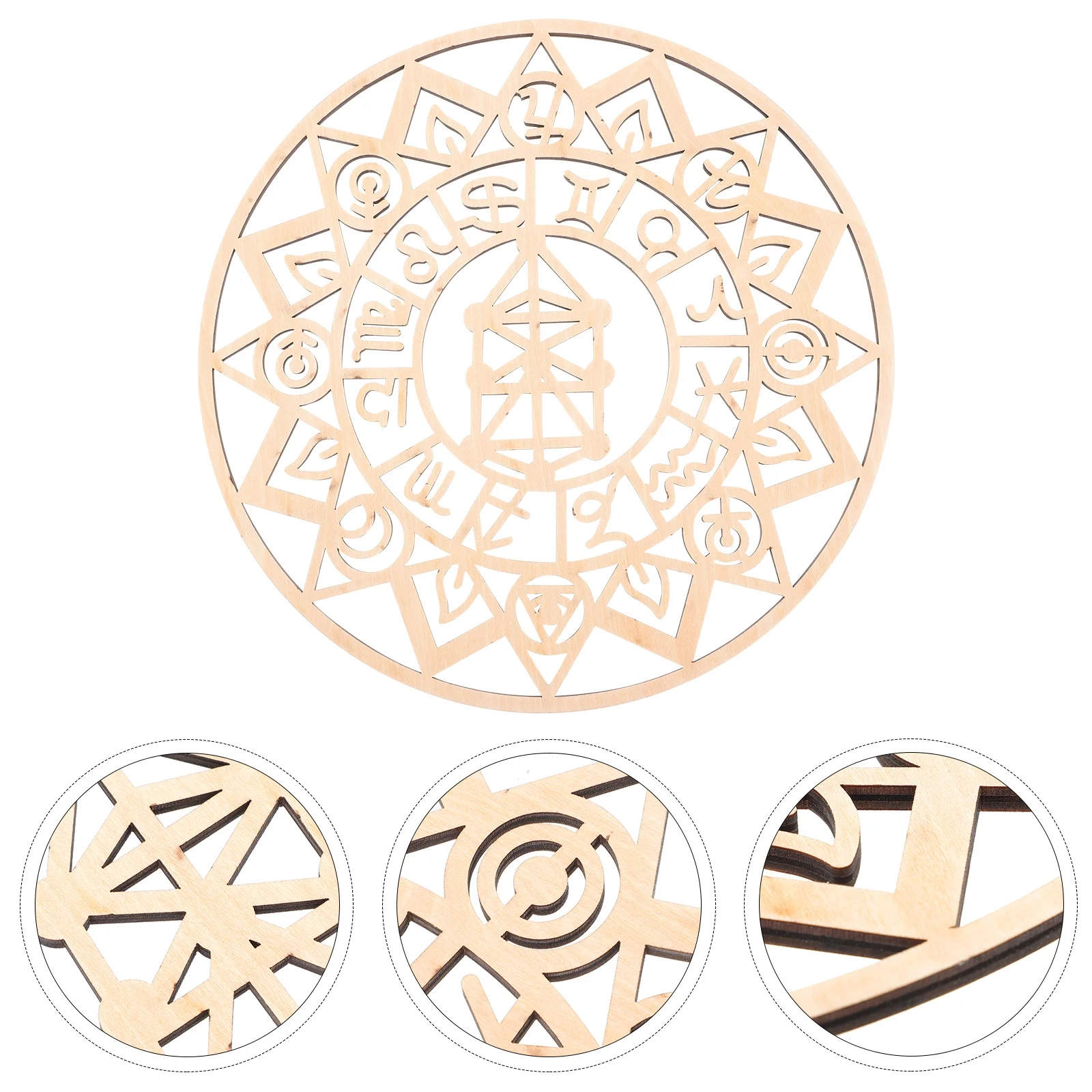 

1pcs Geometric Pendant Natural Wood Hanging Ornament For Indoor Wall Art Decor Meditation Room Wooden Craft Home Adornment Wall