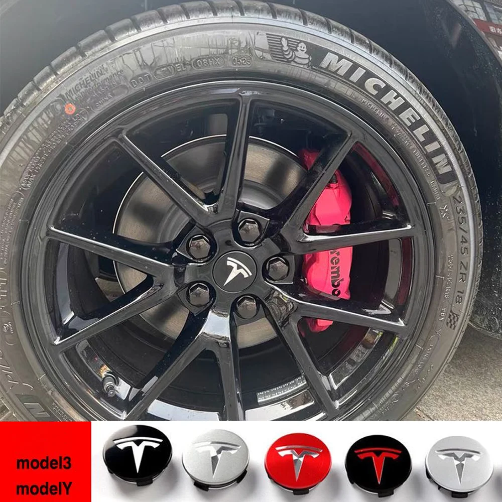 4pcs for Tesla Model 3 Model Y Badge Covers Hub Caps 4pcs 56mm Hub Center Caps for Tesla Model Y X S 2023 Auto Accessories Style