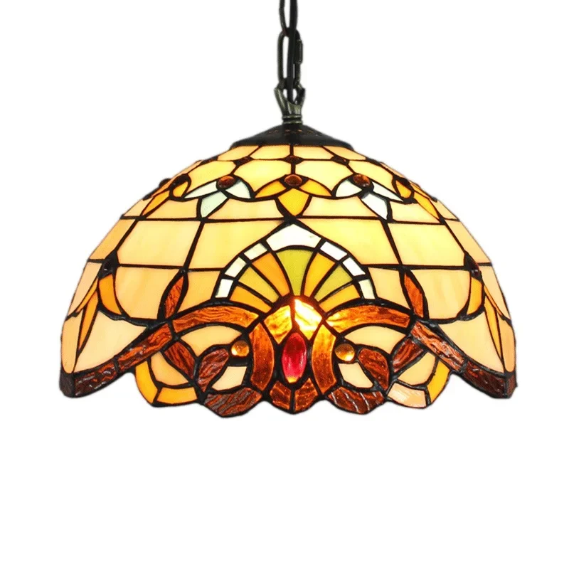 

Vintage light luxury lamp stained glass living room dining room bedroom baroque 0CM chandelier 12 inches