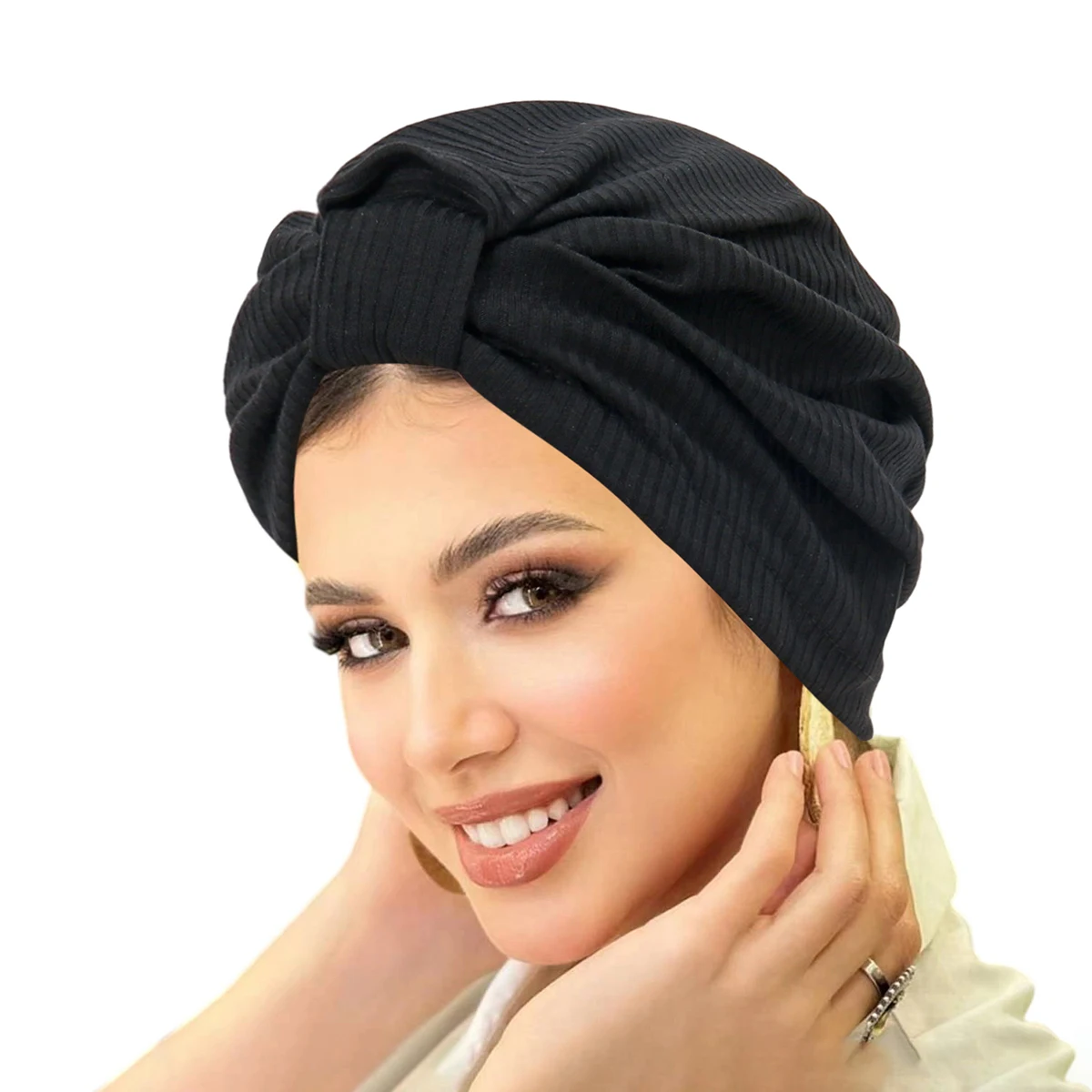 New Solid Color Women Muslim Hijab Caps Wrap Head Indian Turban Bonnet Fashion Headdress Islamic Clothing Accessories