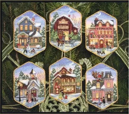 Amishop Top Quality Lovely Hot Sell Counted Cross Stitch Kit Christmas Village Ornament Dim 08785