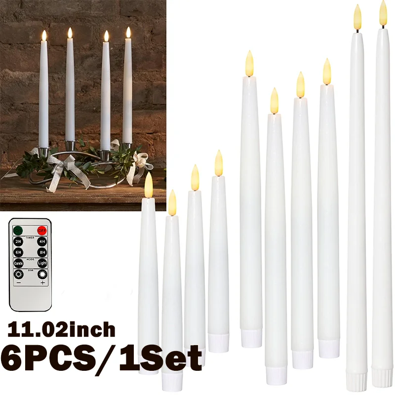 3D Realistic Flickering LED Taper Candles Battery Operated Flameless Electronic Candle for Wedding Christmas Party Home Decor