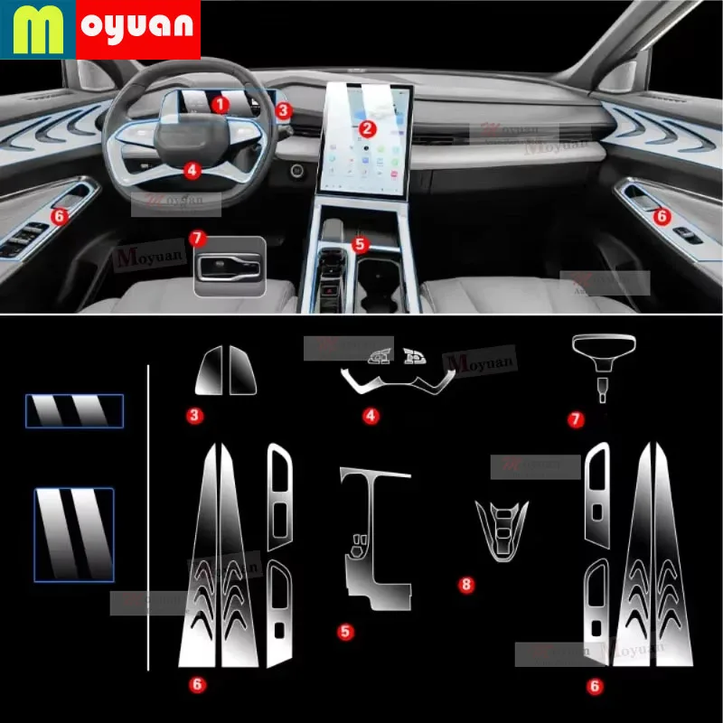 For Geely Atlas FX11 Boyue COOL 2023 Gearbox Navigation Screen Automotive Interior TPU Protective Film Anti-Scratch Sticker