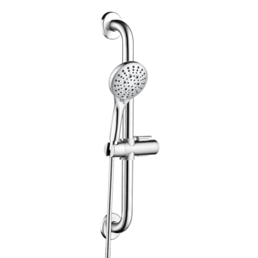 

Stainless Steel Grab Bar Set Includes Handheld Shower Head with Extra Long Hose Shower Head and Hose