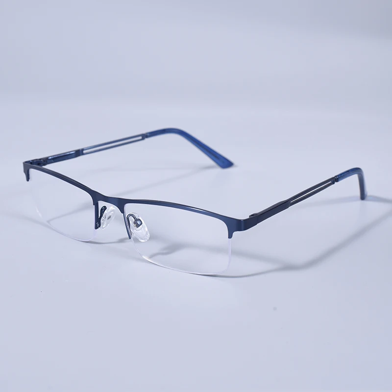 2025 männer Blau Licht Blockieren Lesebrille Metall Halb Rahmen Brillen Mit Frühling Scharnier Computer Reader + 125 + 175 – Detail 9
