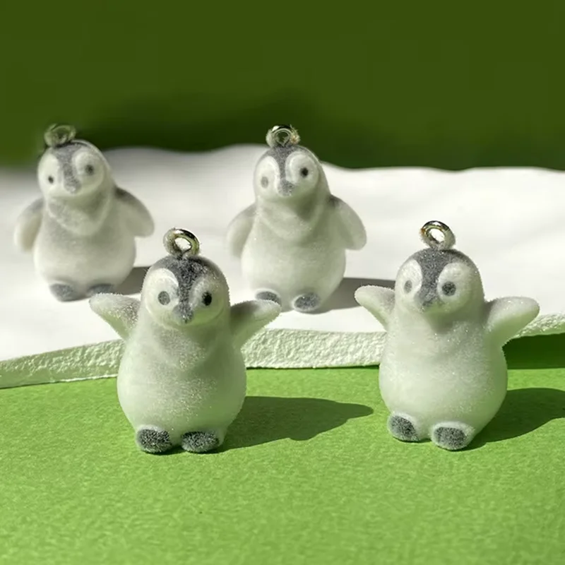 

20 шт. 3D мини милый флокированный пингвин подвески из смолы мультяшный пингвин плюшевый кулон для телефона брелок серьги DIY ремесла ювелирные изделия сделать