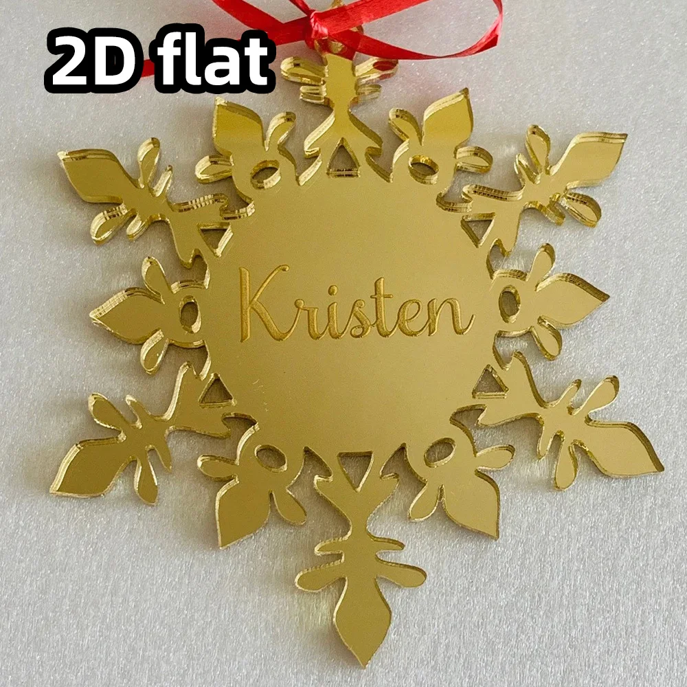 زخرفة ندفة الثلج الأكريليك المخصصة |   مرآة كريستال شكل الديكور |   اسم محفور شخصي معلق |   هدية فريدة من نوعها للعطلات