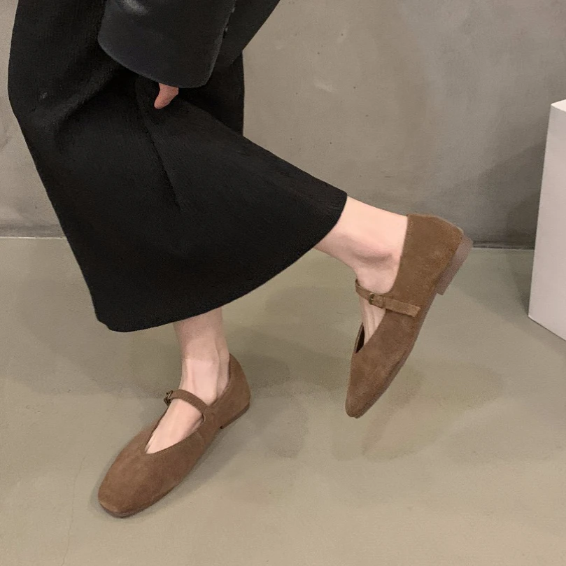 2024 Autumn Fashion Flat Ballet Shoes Women Shallow Ballet Leather Round Toe Female Ballerina Soft Moccasin Mary Janes Big Size