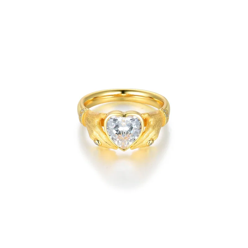 CAMEO 925 Silver Synthetic Zircon Ring Melard Vows Hand Love Design Gold Drawing Craft Fine Ring