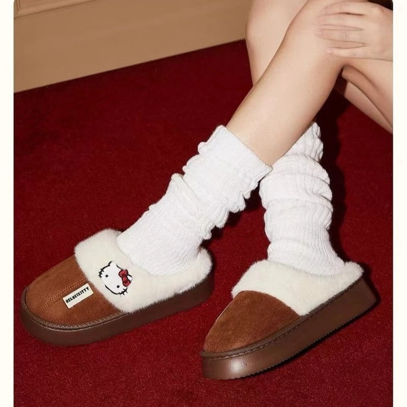 

New Sanrio Hello Kitty Slippers Anime Y2k Women Cotton Slipper Cute Cartoon Warm Home Shoes Kawaii Outdoors Thick Soled Shoes