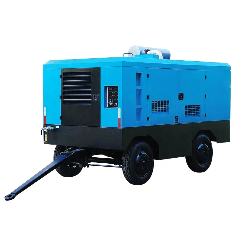 Diesel Portable Screw Air Compressor 8bar 185cfm High Quality With Wheels