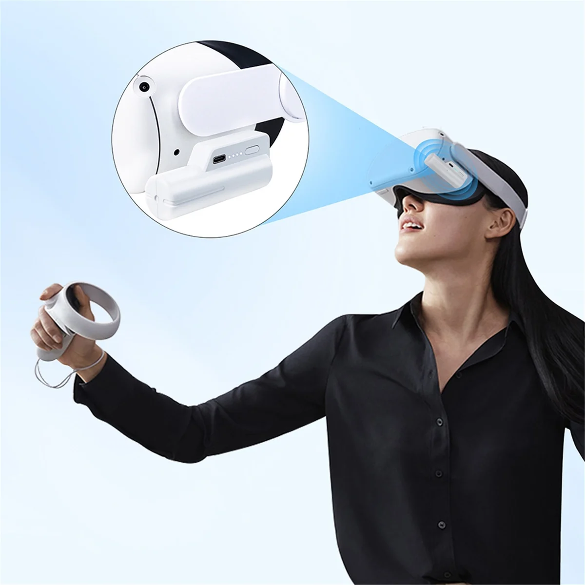 

# 710Q Аккумулятор для VR-гарнитуры Тонкий дизайн Type-C Перезаряжаемый 5000 мАч Расширенная мощность A9 (белый)