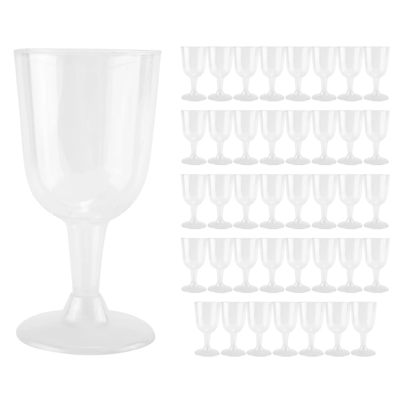 Clear Plastic Wine Glass Recyclable - Shatterproof Wine Goblet - Disposable & Reusable Cups For Champagne, Dessert