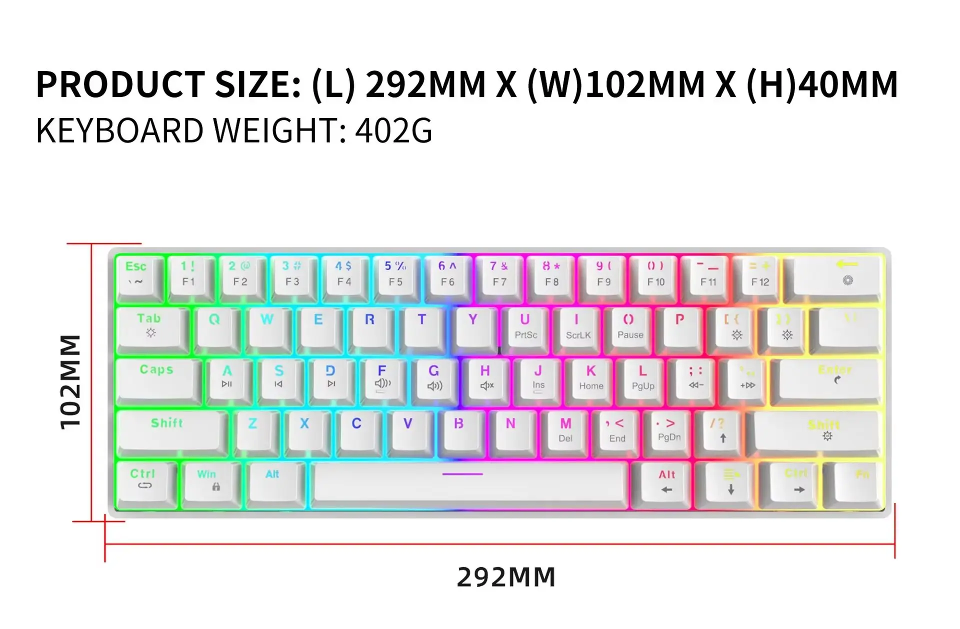 Bluetooth 2.4g echanical wireless keyboard 60% ergonomic 61-Key Gamer keyboards Gaming Computer key board white Backlit claviers