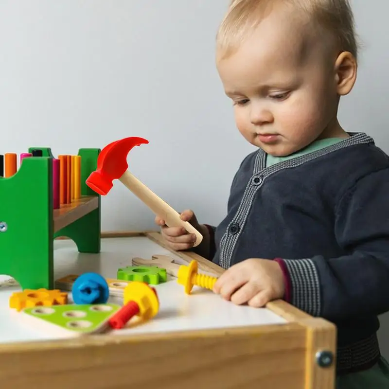 Holzhammer-Spielzeug, pädagogischer hölzerner Simulationshammer, realistische Wartungswerkzeuge, tragbarer Pretend-Hammer zur Verbesserung der Feinheit