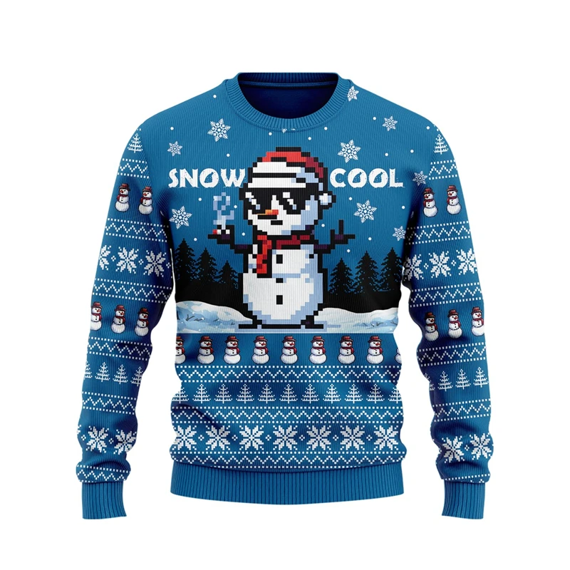 Cute Snowman Sweater Sweatshirt Holiday Crew Neck Xmas Sweater Hilarious Snow Man Graphic Sweatshirts Funny Gifts Boy Pullovers