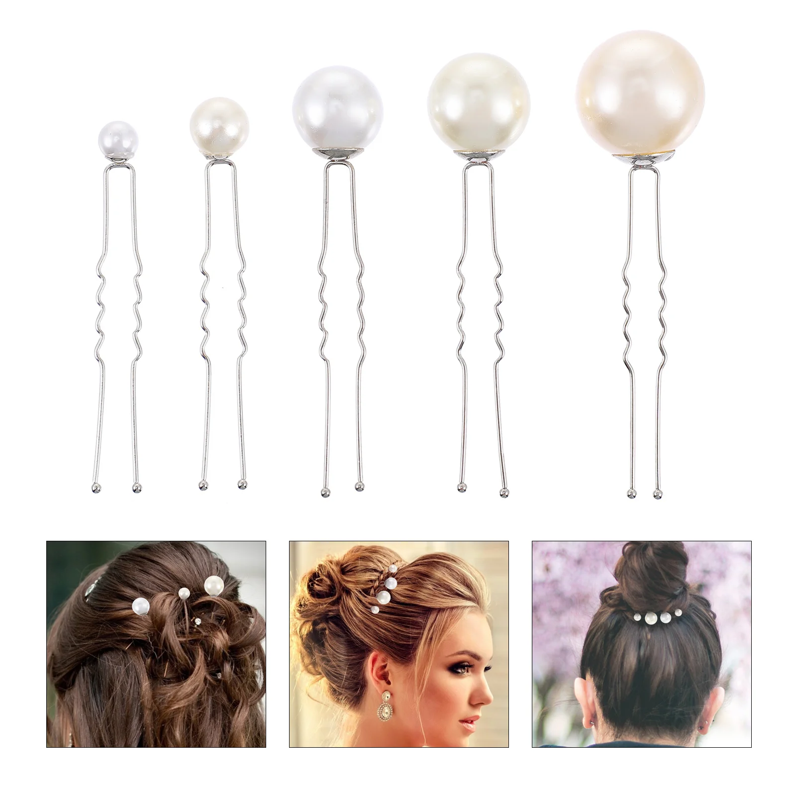 

16pcs U-shaped Hairpin Pearl Headdress Wedding Hairpins Bridesmaid Accessories Durable U-clips Non-peeling Color Hairstyling
