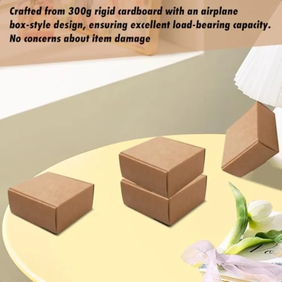 220 caixas de presente de papel pequenas dos pces com tampas a granel 2.2x2.2x1 Polegada ornamentos mini caixas de papelão com 2 rolos corda para jóias b