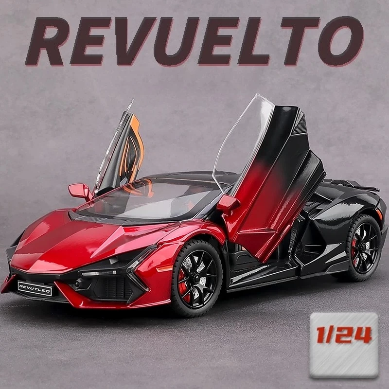 1:24 Revuelto Sportwagen-Legierungsmodell, Spielzeugauto aus Metallguss mit Sound und Licht, als Geburtstagsgeschenk geeignet.