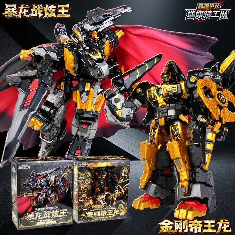 BLACK EDITION Mini Force 8 Dinoid Warrior Transform Combined Mecha Robot Action Figures Toys Miniforce REX KAISER Dinosaur Model