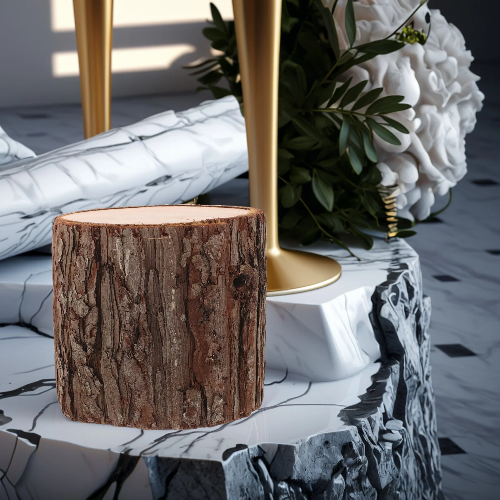 

Artificial Tree Stump Decor Hollow Wood Pile Holder Tealight Log Round Slice Table Centerpiece Christmas Thanksgiving