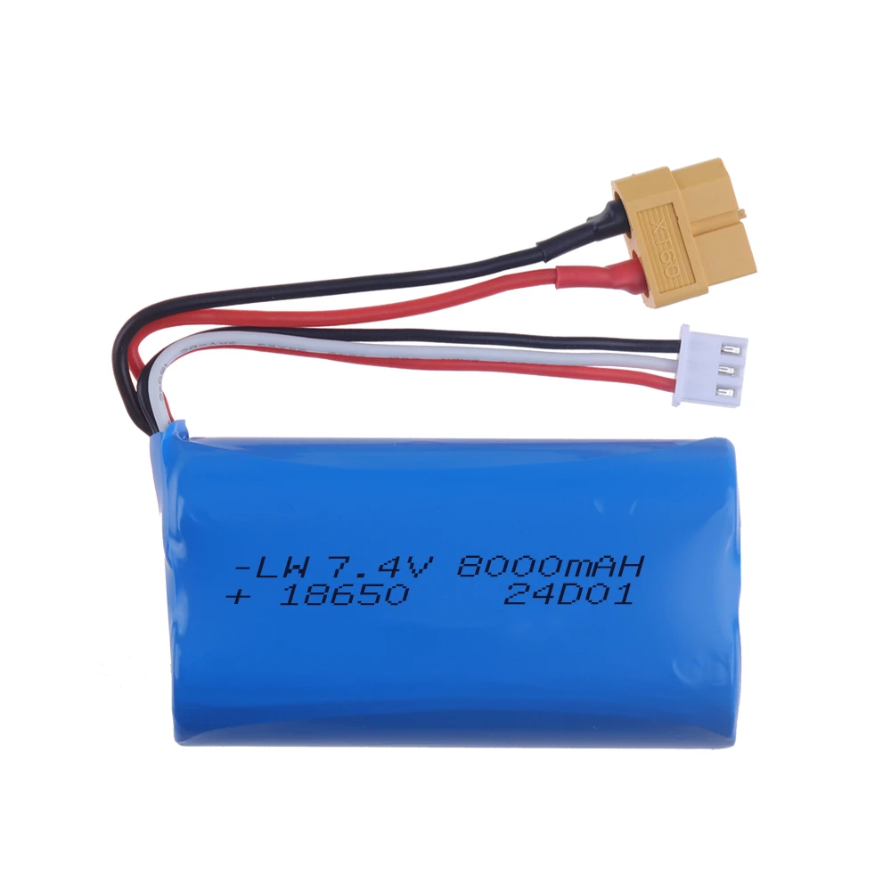 Upgrade 8.0Ah 8000mah 7.4V 2S 18650 Lithium Battery For Henglong 3939 3938 3918 3909 3898 3888 3878 3838 3819 3818 1/16 RC tank