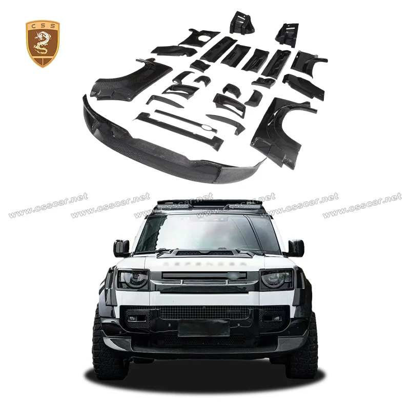 NEW Dry Carbon Fiber Body Kit for Land Rover Defender retrofit KN Style Front Lip Splitter Side Fender Vent Car Wheel Archs