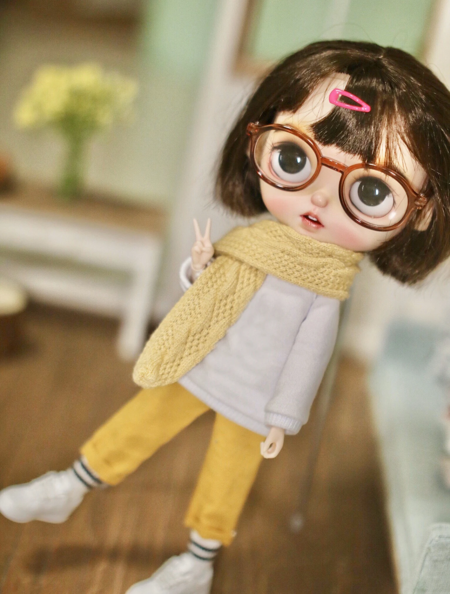 H01-A014 children handmade toy 1/6 ob24 azone blyth doll clothes loose white quarter pants pants 1pcs