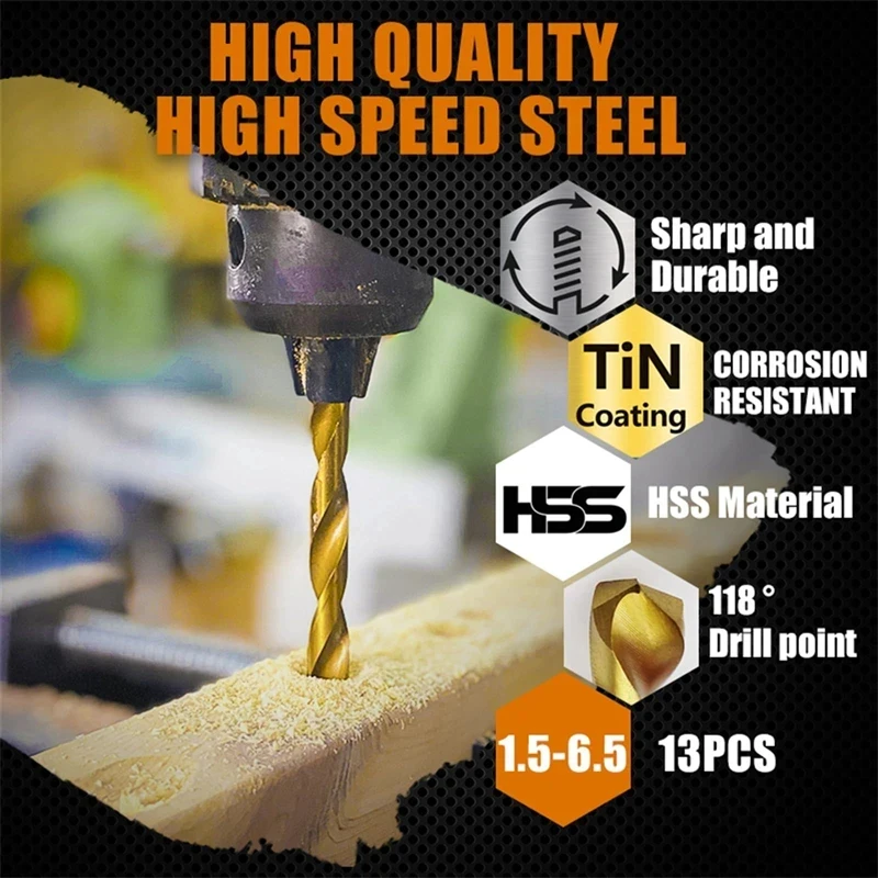 

13PCS Drill Bit Set 3/16 to 1/2 Inch for Glass Metal Tile Concrete Masonry Electric Drilling