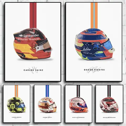 ﻿ Pintura en lienzo F1, casco de carreras, colección de temporada, estética novedosa, arte de fórmula uno, pared del hogar, conductor, imagen decorativa para habitación de carreras