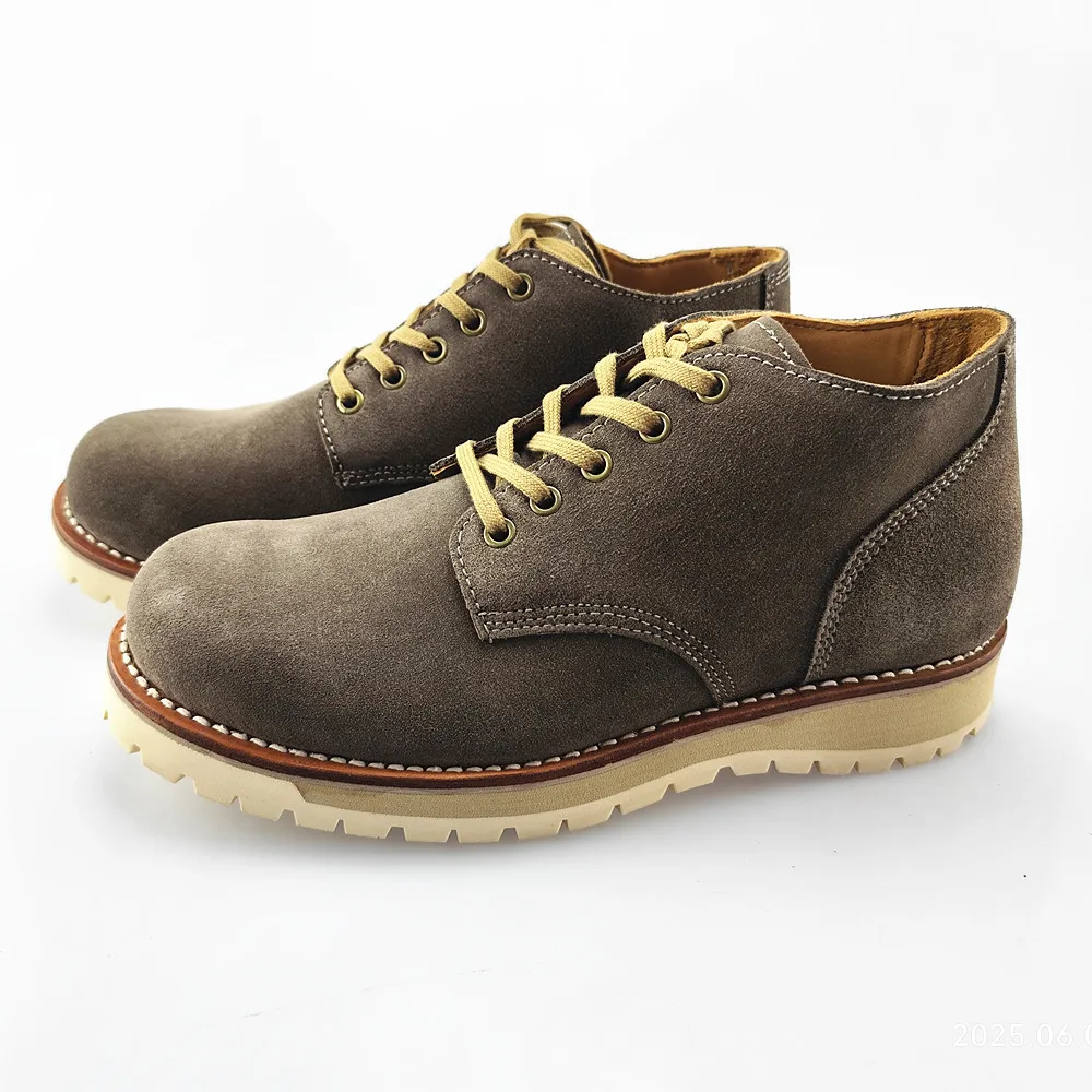 

Men's Handmade Vintage Top Grain Leather High-Top Shoes | Chunky Sole Casual Work Boots | Breathable Outdoor Fashion Sneakers
