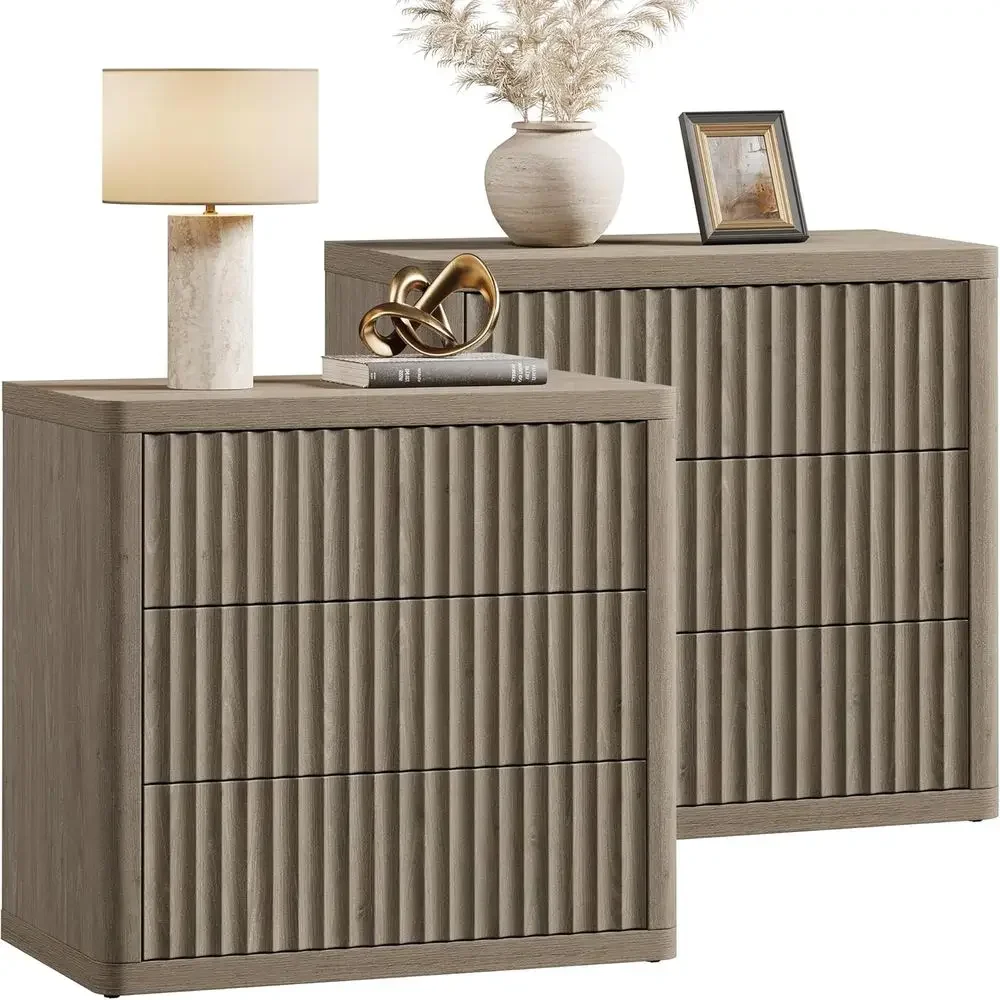 

Night Stand Set 2 - Oversized Extra Large Bede Table ern Side Table with Storage luted 3 Der Nightstand 27.5" W End Tables Dorm