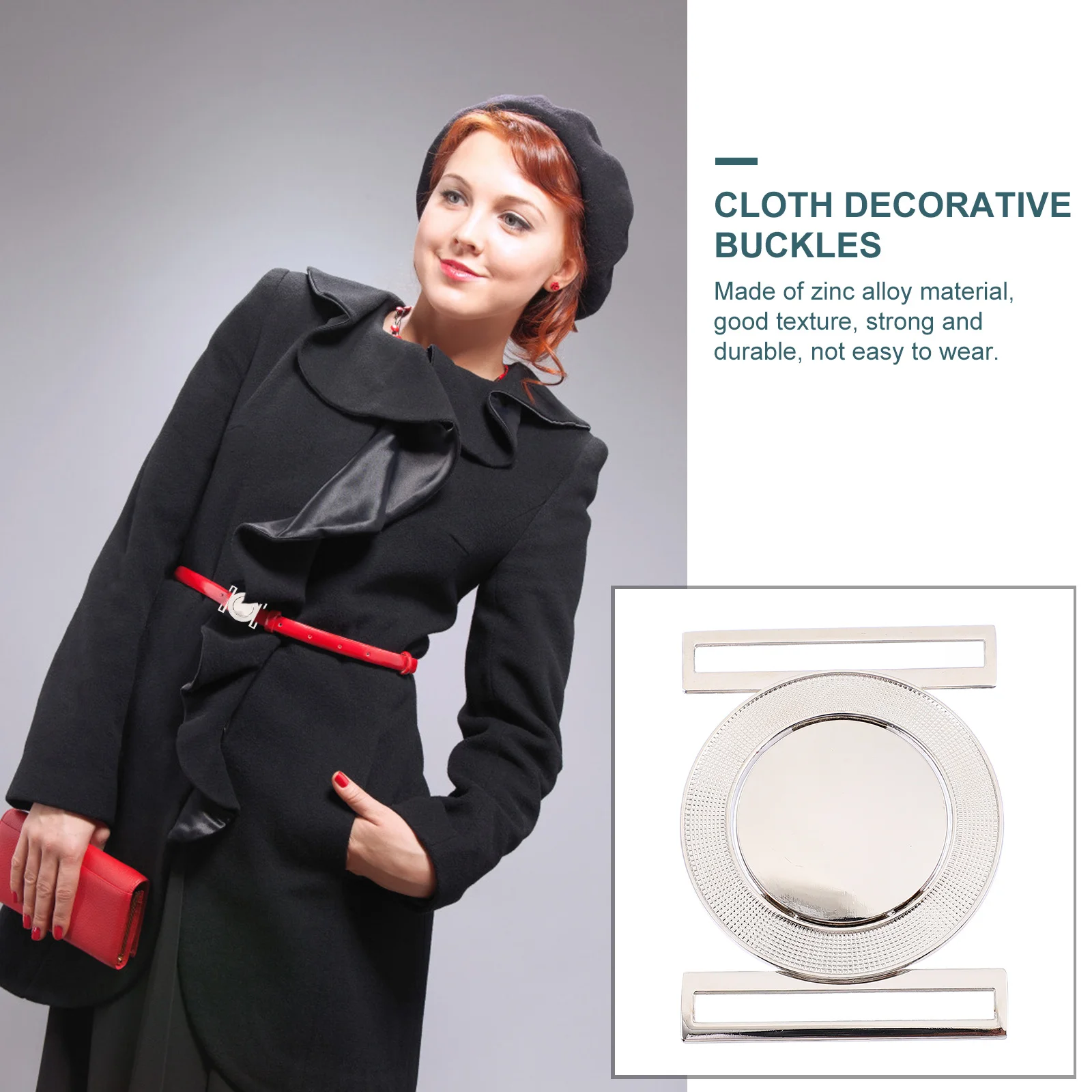 مشبك حزام مستدير، إغلاق معدني من سبائك الزنك لقماش المعطف، أبازيم متشابكة مزخرفة، ملحقات الأجهزة المتينة