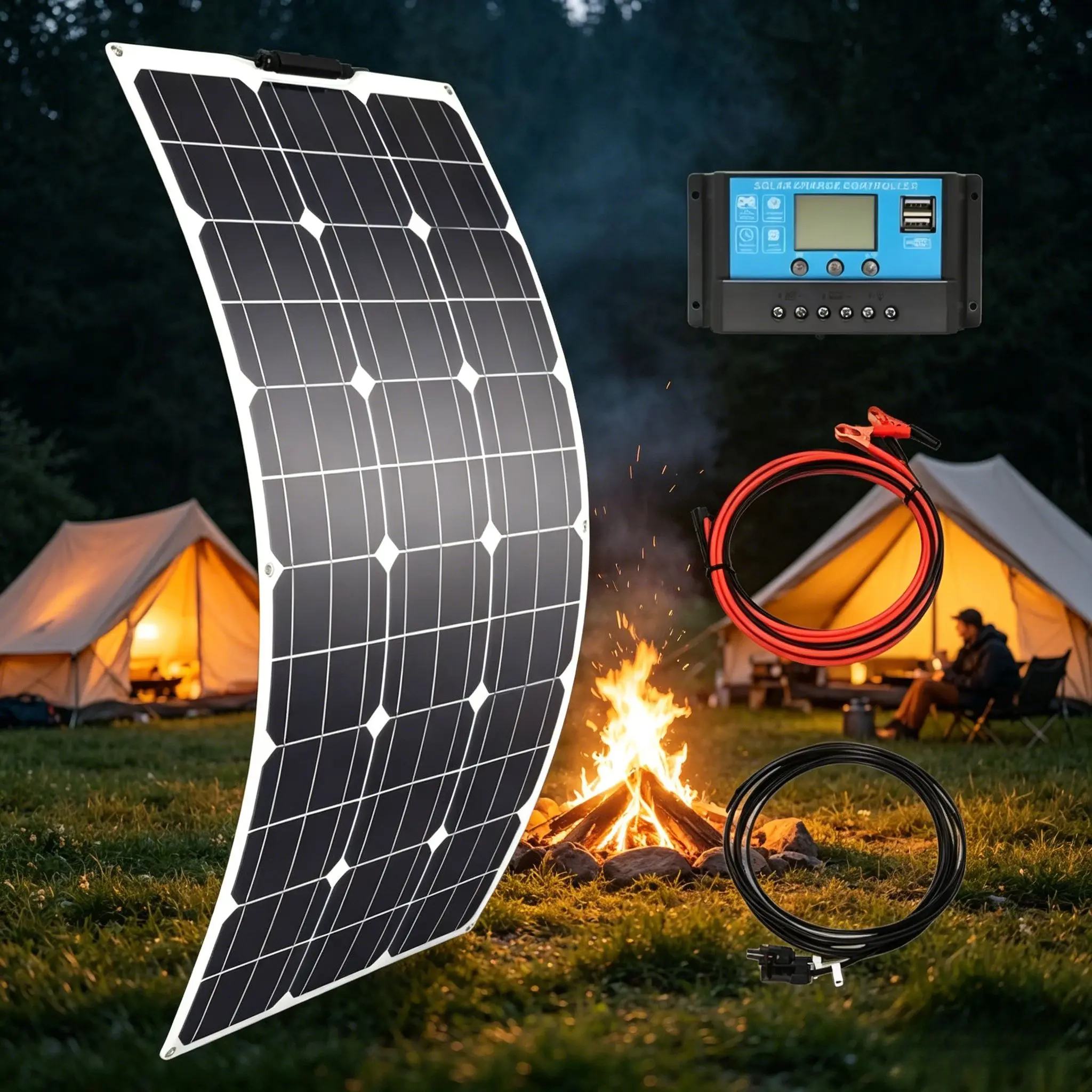 2000W 18V Monocrystalline Flexible Solar Panel Kit With 12V/24V Controller