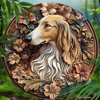 Customizable Saluki Dog Memorial – Premium Quality Circular Aluminum Pet Ornament | Waterproof, Rust-Free Pet Souvenir Tombstone