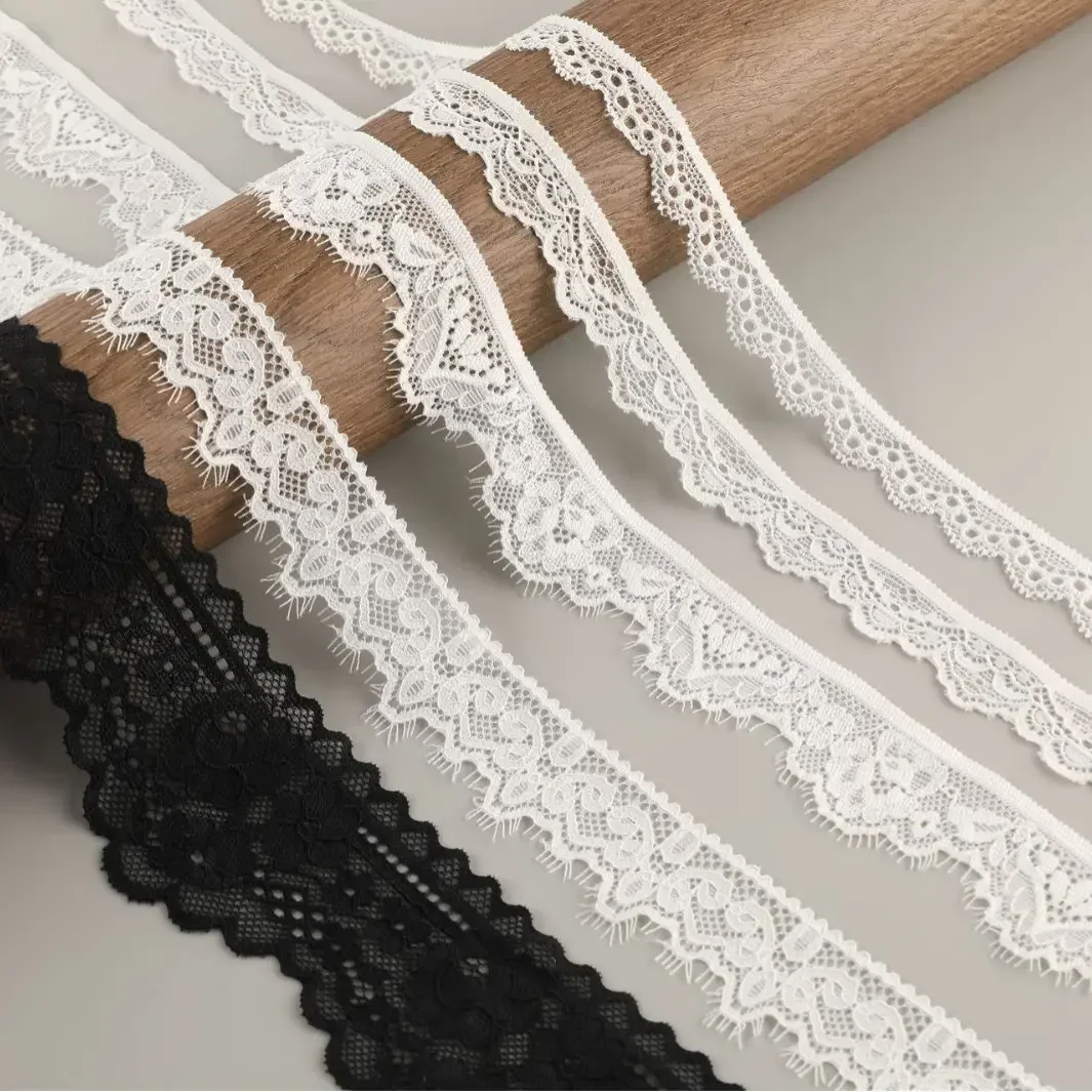 

High Quality Lace Trim Wholesale Nylon Spandex Elastic Lace Edge DIY Lolita Clothing Floral Embroidery Lace Fabric No reviews ye