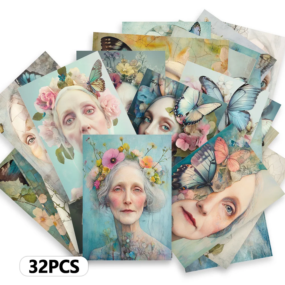 32pcs, Flower Butterfly Goddess postcards, decoration/greeting cards/postcards, high-precision printing, collectible and  mailed - view 5
