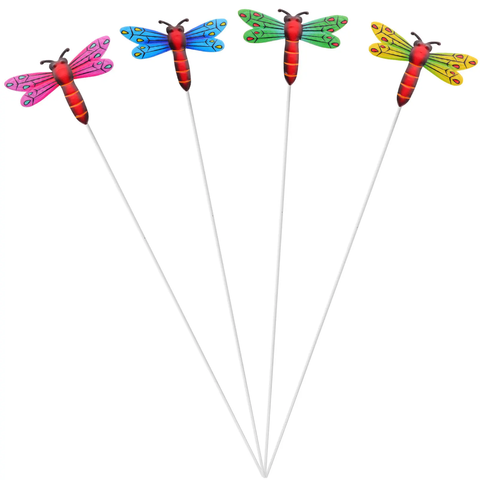 

4Pcs Garden Stake Decor Iron Dragonfly Stakes for Yard Lawn Decoration Outdoor Metal Ornament Simulation Insect Art