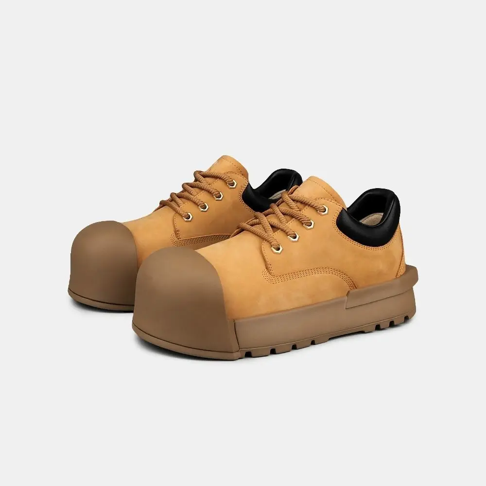 

2025 Lace-up Bread Trendy Street Casual Men's Big Head Platform Heightening Board Commuter Fat Derby Shoes