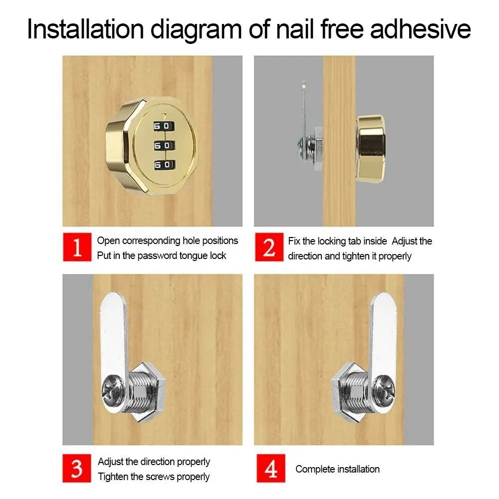 3 Digital Code Zinc Alloy Combination Lock Cabinet Mailbox Password Locker Cupboard Drawer Suitable for 1-20mm plate thickness